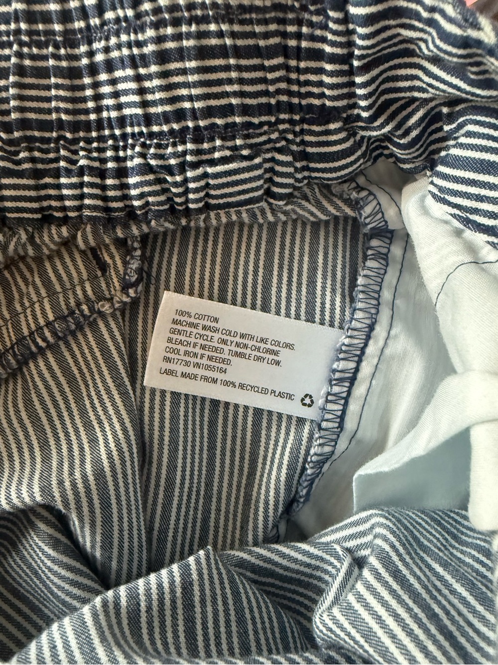 A New Day Striped Wide Leg Pants XL Blue White Tie Waist Cotton Coastal - Picture 4 of 4